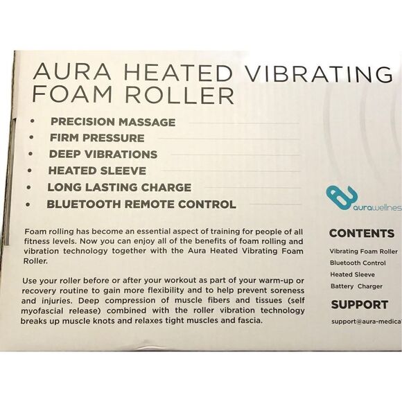 Aura Fitness Heated Vibrating Foam Roller BT Studded Pain Relief Therapy - Picture 8 of 16